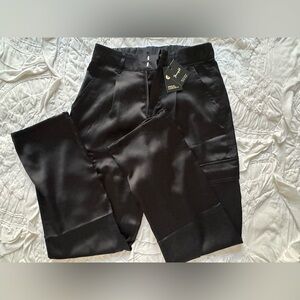 YoungLA Black Satin Cargo Pants